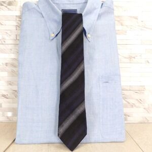 Skinny Striped Neck Tie Mens Black Purple Silk Designer Luxe MAJI MASATOMO JAPAN